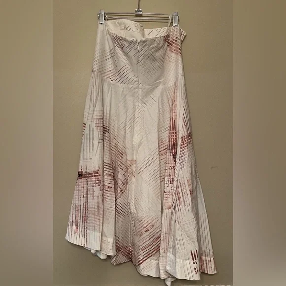 White House Black Market Strapless Fit/Flare Asymmetrical Dress Cream/Pink 10 - Picture 3 of 4